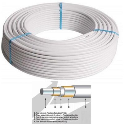 DIANFLEX 10 Metri Di Tubo Multistrato Al/pex 16x2 Mm Pvc Nudo A Norma DIANFLEX 10 Metri Di Tubo Multistrato Al/pex 16x2 Mm Pvc Nudo A Norma