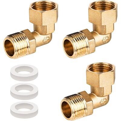 Neptune Set Di 3 Raccordi Girevoli In Ottone Da 1/2", Raccordo A Gomito A 90°, Filettatura Maschio Ig Da 1/2" X 1/2", Con Guarnizione, Adatti Per Acqua Potabile, Impianti Di Riscaldamento Centralizzato, Acces Neptune Set Di 3 Raccordi Girevoli In Ottone Da 1/2", Raccordo A Gomito A 90°, Filettatura Maschio Ig Da 1/2" X 1/2", Con Guarnizione, Adatti Per Acqua Potabile, Impianti Di Riscaldamento Centralizzato, Acces