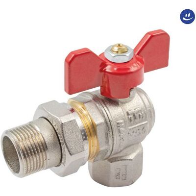 TIEMME - Valvola A Sfera A Squadra In Ottone Maschio Femmina Con Bocchettone 1/2 TIEMME - Valvola A Sfera A Squadra In Ottone Maschio Femmina Con Bocchettone 1/2