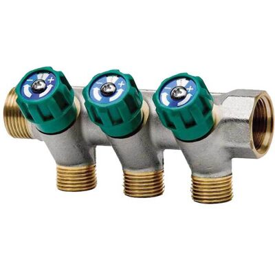 Made in Italy "collettore Inclinato Maschio/femmina 3/4"""" Con Vitoni Di Arresto 5 Vie Da 1/2""""m (16)" Made in Italy "collettore Inclinato Maschio/femmina 3/4"""" Con Vitoni Di Arresto 5 Vie Da 1/2""""m (16)"