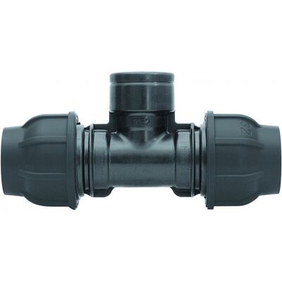 GEBO Tee Di Compressione Pp 90 Gradi 40x1"x40 Gw Filettatura Interna Pn16, Per Tubi In Pe, Nero GEBO Tee Di Compressione Pp 90 Gradi 40x1"x40 Gw Filettatura Interna Pn16, Per Tubi In Pe, Nero