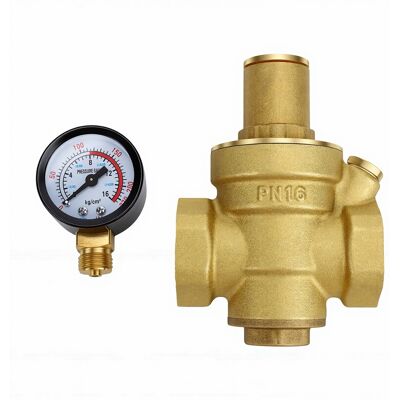 VISTRECK Regolatore Di Pressione Dell'acqua In Ottone Resistente Da 1 Pollice, Dn25, Valvola Di Riduzione Regolabile Con Manometro Per Raccordi Di Tubi, Rubinetti, Elettrodomestici, Depuratori D'Acqua, Uso Dom VISTRECK Regolatore Di Pressione Dell'acqua In Ottone Resistente Da 1 Pollice, Dn25, Valvola Di Riduzione Regolabile Con Manometro Per Raccordi Di Tubi, Rubinetti, Elettrodomestici, Depuratori D'Acqua, Uso Dom