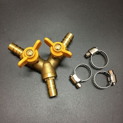 XISRENS Valvola A Sfera Per Tubi Da 3/8", Raccordo A Y In Ottone, Connettore A 2 Vie (per Tubi Con Diametro Interno Di 10-11 Mm) XISRENS Valvola A Sfera Per Tubi Da 3/8", Raccordo A Y In Ottone, Connettore A 2 Vie (per Tubi Con Diametro Interno Di 10-11 Mm)