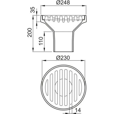 ACO Scarico A Pavimento Ghisa Dn100/90 Gradi/m125/griglia Rotonda/verniciatura, 5191.05.00 ACO Scarico A Pavimento Ghisa Dn100/90 Gradi/m125/griglia Rotonda/verniciatura, 5191.05.00