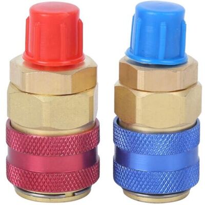 ULISEM Adattatore In Ottone Per Connettore Rapido Per Climatizzatore R134a, Lato Rosso/blu, Alta/bassa Velocità. ULISEM Adattatore In Ottone Per Connettore Rapido Per Climatizzatore R134a, Lato Rosso/blu, Alta/bassa Velocità.