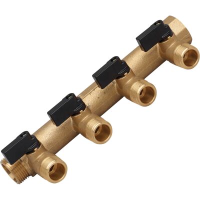 GUARESKI - Collettore Sanitario Modulare 20x27 Femmina Con Valvole A 4 Vie 15x21 Maschio GUARESKI - Collettore Sanitario Modulare 20x27 Femmina Con Valvole A 4 Vie 15x21 Maschio