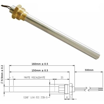 UNIVERSALE Resistenza Candeletta Stufe A Pellet 3/8 300w 160mm Ungaro Lincar 150mm Battuta UNIVERSALE Resistenza Candeletta Stufe A Pellet 3/8 300w 160mm Ungaro Lincar 150mm Battuta