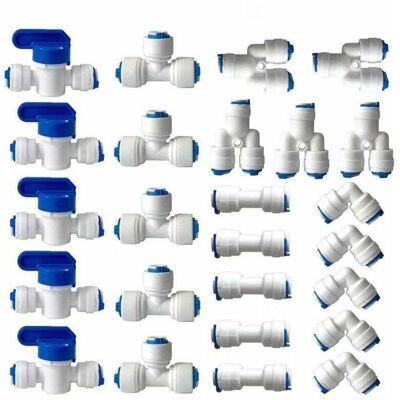 FOCTRO Raccordo Per Filtro Ad Osmosi Inversa, Raccordo Diritto Da 1/4" (6 Mm) Per Tubo Flessibile Del Filtro Dell'acqua E Tubi Di Collegamento Del Frigorifero (valvola Combinata Tipo Y+t+i+l + Valvola Di Int FOCTRO Raccordo Per Filtro Ad Osmosi Inversa, Raccordo Diritto Da 1/4" (6 Mm) Per Tubo Flessibile Del Filtro Dell'acqua E Tubi Di Collegamento Del Frigorifero (valvola Combinata Tipo Y+t+i+l + Valvola Di Int