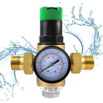TEHTUY Valvola Di Riduzione Della Pressione Dell'acqua Regolabile Da 3/4 Di Pollice, Limitatore Di Pressione In Ottone Ispessito Dn 20, Valvola Di Riduzione Della Pressione Dell'acqua Con Filtro E Manometro, TEHTUY Valvola Di Riduzione Della Pressione Dell'acqua Regolabile Da 3/4 Di Pollice, Limitatore Di Pressione In Ottone Ispessito Dn 20, Valvola Di Riduzione Della Pressione Dell'acqua Con Filtro E Manometro,