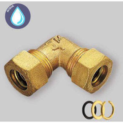 TIEMME Gomito Doppio A Compressione Con O-ring Per Tubo Rame 22 X 22 TIEMME Gomito Doppio A Compressione Con O-ring Per Tubo Rame 22 X 22