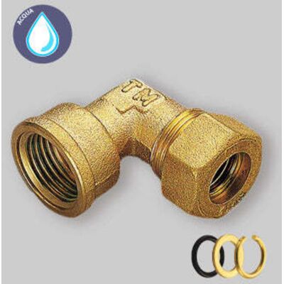 TIEMME Gomito Femmina A Compressione Con O-ring Per Tubo Rame 22 X 3/4' TIEMME Gomito Femmina A Compressione Con O-ring Per Tubo Rame 22 X 3/4'
