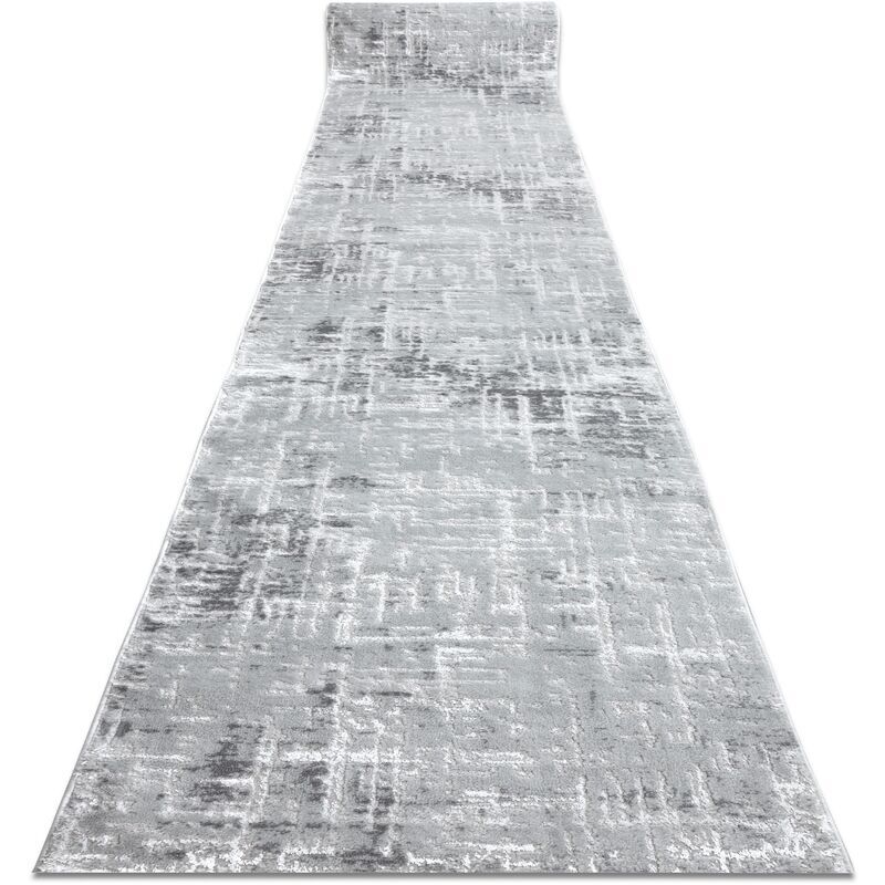 RUGSX - Passatoia Structural MEFE 8722 due livelli di pile grigio / bianca 90 cm Toni grigio e argento 90x280 cm