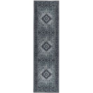 Tappeto Runner in Poliestere Grigio Beliani - 80x300cm Corridoio Orientale Tappeto Runner in Poliestere Grigio Beliani - 80x300cm Corridoio Orientale