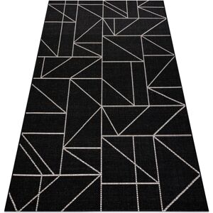 RUGSX Tappeto Di Spago Sizal Floorlux 20605 Nero / Argento Triangoli, Geometrico Black 140x200 Cm RUGSX Tappeto Di Spago Sizal Floorlux 20605 Nero / Argento Triangoli, Geometrico Black 140x200 Cm