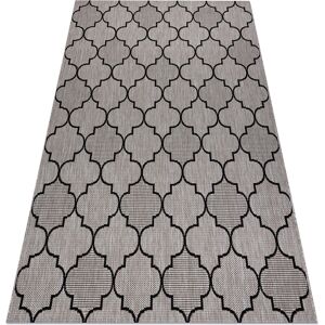 RUGSX Tappeto Di Spago Sizal Floorlux 20607 Traliccio Marocchino Argento / Nero Grey 200x290 Cm RUGSX Tappeto Di Spago Sizal Floorlux 20607 Traliccio Marocchino Argento / Nero Grey 200x290 Cm