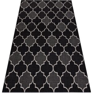 RUGSX Tappeto Di Spago Sizal Floorlux 20607 Traliccio Marocchino Nero / Argento Black 240x330 Cm RUGSX Tappeto Di Spago Sizal Floorlux 20607 Traliccio Marocchino Nero / Argento Black 240x330 Cm