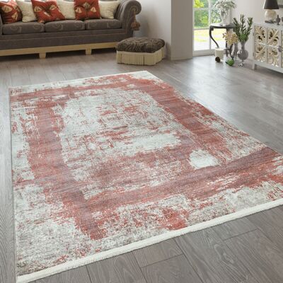 Paco Home - Tappeto a pelo corto rosso beige design astratto - 80x150 cm Paco Home - Tappeto a pelo corto rosso beige design astratto - 80x150 cm