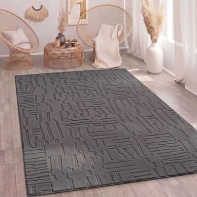 PACO HOME Tappeto Soggiorno Pelo-alto Scandi Boho Geometrico Tinta-unita Lavabile Antracite 120x160 Cm PACO HOME Tappeto Soggiorno Pelo-alto Scandi Boho Geometrico Tinta-unita Lavabile Antracite 120x160 Cm