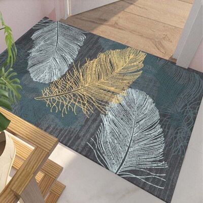 DPZO Tappeto Da Soggiorno 80 X 120 Cm, Morbido Velluto, Motivo A Piuma, Blu-grigio, Tappeto Da Sala Da Pranzo, Tappeto Da Camera Da Letto, Tappetino Da Bagno, Tappetino Sportivo, Tappetino Antiscivolo, Zer DPZO Tappeto Da Soggiorno 80 X 120 Cm, Morbido Velluto, Motivo A Piuma, Blu-grigio, Tappeto Da Sala Da Pranzo, Tappeto Da Camera Da Letto, Tappetino Da Bagno, Tappetino Sportivo, Tappetino Antiscivolo, Zer