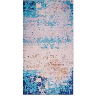 Tappeto in Poliestere Blu Beliani - Motivo Astratto, Antiscivolo - 80x150cm Tappeto in Poliestere Blu Beliani - Motivo Astratto, Antiscivolo - 80x150cm