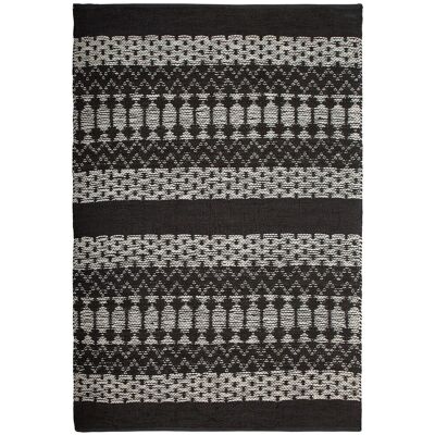 Tappeto in pelle Beliani nero con rettangolo bianco 140 x 200 cm Moderno - Tappeto Tappeto in pelle Beliani nero con rettangolo bianco 140 x 200 cm Moderno - Tappeto