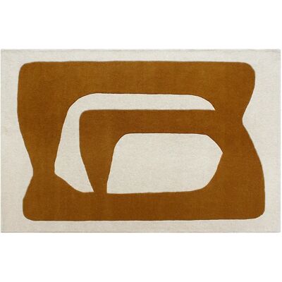 Unique Tappeto Taftato 100% Lana Con Motivi Astratti 200 X 290 Cm Marrone E Bianco - 2400g/m² - Avolto Unique Tappeto Taftato 100% Lana Con Motivi Astratti 200 X 290 Cm Marrone E Bianco - 2400g/m² - Avolto