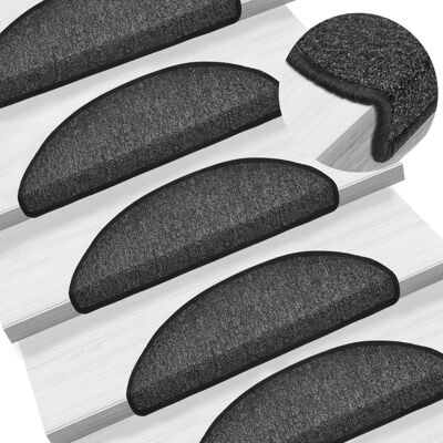 VIDAXL Tappetini Per Scale 15 Pz 56x17x3 Cm Antracite Semicircolari VIDAXL Tappetini Per Scale 15 Pz 56x17x3 Cm Antracite Semicircolari
