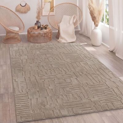 PACO HOME Tappeto Soggiorno Pelo-alto Scandi Boho Geometrico Tinta-unita Lavabile Taupe 160x220 Cm PACO HOME Tappeto Soggiorno Pelo-alto Scandi Boho Geometrico Tinta-unita Lavabile Taupe 160x220 Cm