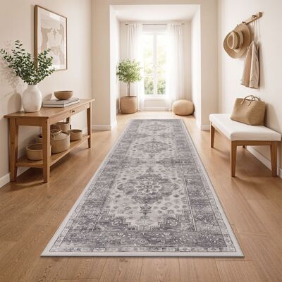 PACO HOME Tappeto Vintage Boho Moderno Soggiorno Pelo Corto Lavabile Grigio Colorato 80x300 Cm PACO HOME Tappeto Vintage Boho Moderno Soggiorno Pelo Corto Lavabile Grigio Colorato 80x300 Cm