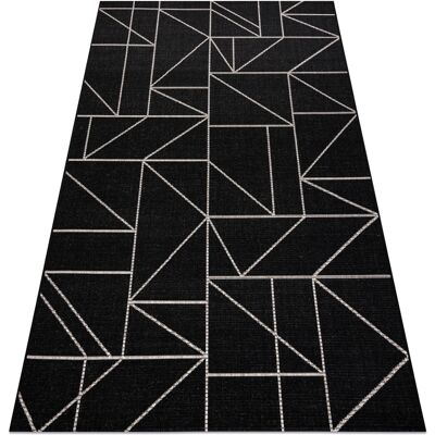 RUGSX Tappeto Di Spago Sizal Floorlux 20605 Nero / Argento Triangoli, Geometrico Black 160x230 Cm RUGSX Tappeto Di Spago Sizal Floorlux 20605 Nero / Argento Triangoli, Geometrico Black 160x230 Cm