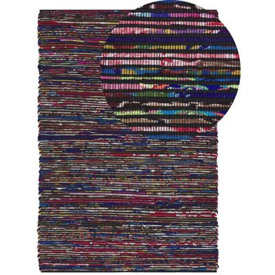 Tappeto Beliani Multicolore Scuro in Cotone 140 x 200 cm Rettangolare Fatto a Mano Boho Eclettico - Tappeto Tappeto Beliani Multicolore Scuro in Cotone 140 x 200 cm Rettangolare Fatto a Mano Boho Eclettico - Tappeto