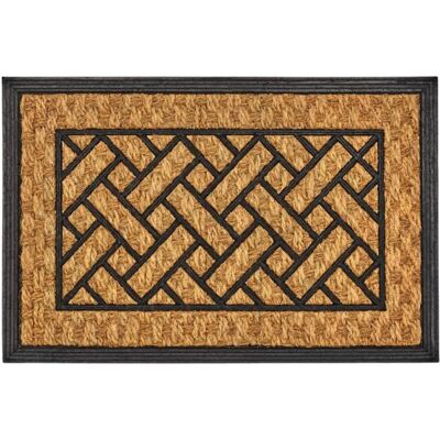 OEM Zerbino In Cocco, Con Motivo Intrecciato E Cornice, 60x40 Cm OEM Zerbino In Cocco, Con Motivo Intrecciato E Cornice, 60x40 Cm