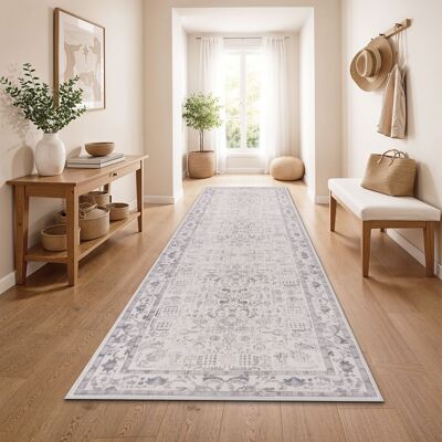 PACO HOME Tappeto Vintage Boho Moderno Soggiorno Pelo Corto Lavabile Argento 80x150 Cm PACO HOME Tappeto Vintage Boho Moderno Soggiorno Pelo Corto Lavabile Argento 80x150 Cm