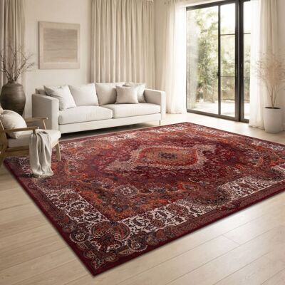 PACO HOME Tappeto Soggiorno Orientale Vintage Lavabile Pelo Corto Antiscivolo Rosso Bianco Colorato Arancia 120x160 Cm PACO HOME Tappeto Soggiorno Orientale Vintage Lavabile Pelo Corto Antiscivolo Rosso Bianco Colorato Arancia 120x160 Cm