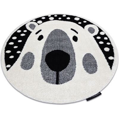 RUGSX Tappeto Moderno Per Bambini Joy Cerchio Teddy, Orso Per Bambini - Strutturale A Due Livelli Di Pile Crema / Nero Grey Rotondo 140 Cm RUGSX Tappeto Moderno Per Bambini Joy Cerchio Teddy, Orso Per Bambini - Strutturale A Due Livelli Di Pile Crema / Nero Grey Rotondo 140 Cm
