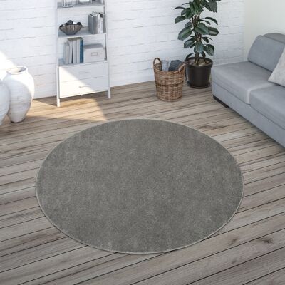 PACO HOME Tappeto Pelo Corto Lavabile, Monocolore Semplice E Moderno, Div. Misure E Colori Antracite, Ø 160 Cm Tondo - PACO HOME Tappeto Pelo Corto Lavabile, Monocolore Semplice E Moderno, Div. Misure E Colori Antracite, Ø 160 Cm Tondo -