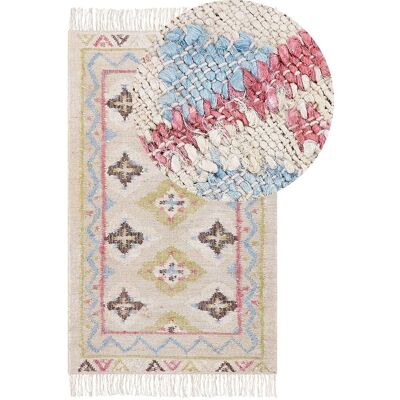 Tappeto in juta multicolore Beliani 80x150cm - Stile Boho Fattura a Mano Tappeto in juta multicolore Beliani 80x150cm - Stile Boho Fattura a Mano