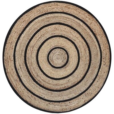 BELIANI Tappeto Tondo In Cotone E Iuta ⌀140 Cm Beige/nero Bukse BELIANI Tappeto Tondo In Cotone E Iuta ⌀140 Cm Beige/nero Bukse