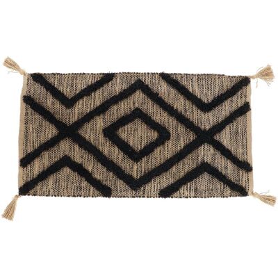 TENDANCE Tappeto Lagos In Cotone Poliestere Juta 45x90cm - Nero Naturale - TENDANCE Tappeto Lagos In Cotone Poliestere Juta 45x90cm - Nero Naturale -