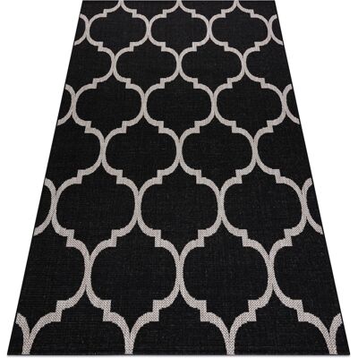 RUGSX Tappeto Di Spago Sizal Floorlux 20608 Traliccio Marocchino Nero / Argento Black 160x230 Cm RUGSX Tappeto Di Spago Sizal Floorlux 20608 Traliccio Marocchino Nero / Argento Black 160x230 Cm