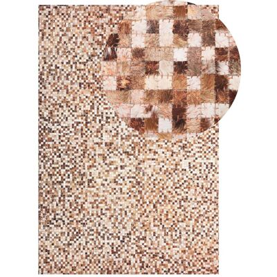 Tappeto in pelle di mucca marrone 160 x 230 cm Patchwork - Tappeto Tappeto in pelle di mucca marrone 160 x 230 cm Patchwork - Tappeto