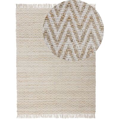 Tappeto in juta e cotone beige Beliani - Stile boho Tappeto in juta e cotone beige Beliani - Stile boho