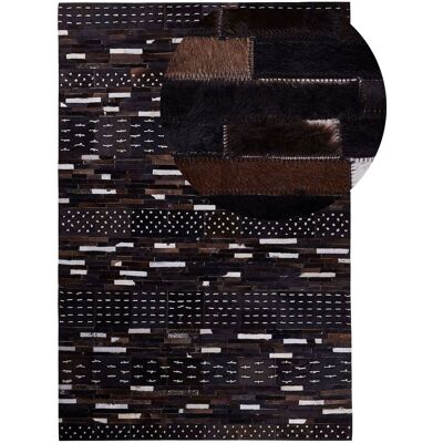 Tappeto in Pelle di Mucca Marrone e Lana - 160x230 cm Tappeto in Pelle di Mucca Marrone e Lana - 160x230 cm