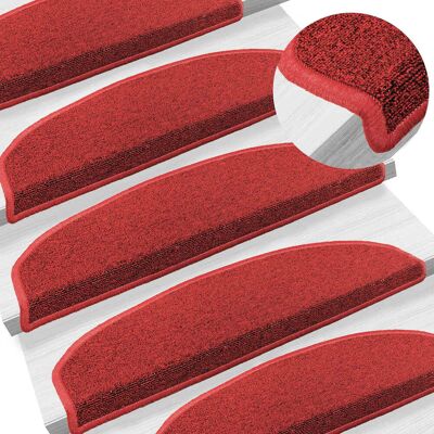 MAISON EXCLUSIVE - Tappetini Per Scale Autoadesivi 15 Pz 80 X 24,5 X 3,5 Cm Rosso MAISON EXCLUSIVE - Tappetini Per Scale Autoadesivi 15 Pz 80 X 24,5 X 3,5 Cm Rosso