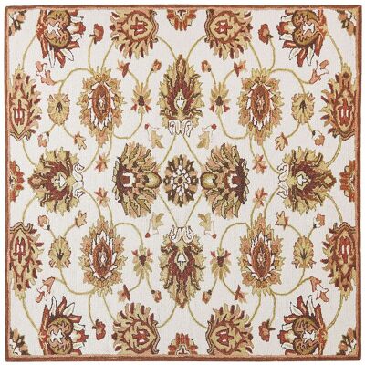 Tappeto in lana Beliani 200x200 cm Beige e Marrone Pattern Vintage - Tappeto Tappeto in lana Beliani 200x200 cm Beige e Marrone Pattern Vintage - Tappeto