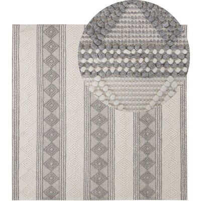 Tappeto in lana beige e grigio Beliani 200x200 - Tappeto Tappeto in lana beige e grigio Beliani 200x200 - Tappeto