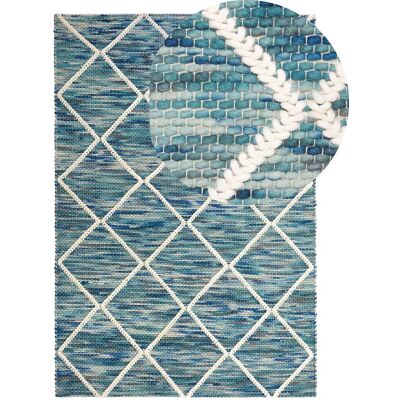 Tappeto di lana blu 140 x 200 cm Beliani - Tappeto Tappeto di lana blu 140 x 200 cm Beliani - Tappeto