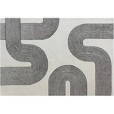 Unique Tappeto Taftato 100% Lana 200 X 290 Cm Bianco E Nero 2300g/m² - Noceno Unique Tappeto Taftato 100% Lana 200 X 290 Cm Bianco E Nero 2300g/m² - Noceno