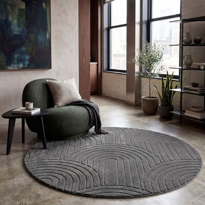 PACO HOME Tappeto Soggiorno Camera Da Letto Pile Alto Morbido Lavabile Uni 3d Ottica Antracite Ø 120 Cm Tondo PACO HOME Tappeto Soggiorno Camera Da Letto Pile Alto Morbido Lavabile Uni 3d Ottica Antracite Ø 120 Cm Tondo