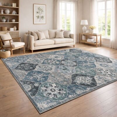 PACO HOME Tappeto Vintage Boho Moderno Soggiorno Pelo Corto Lavabile Turchese Turchese 120x160 Cm PACO HOME Tappeto Vintage Boho Moderno Soggiorno Pelo Corto Lavabile Turchese Turchese 120x160 Cm